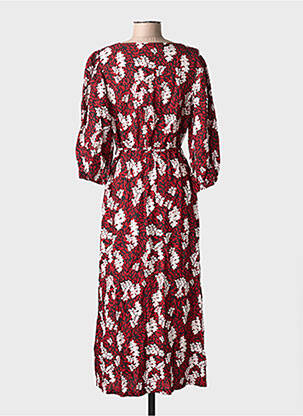 Rochie lungă imprimeu floral mâneci 3/4 roșu GRACE & MILA femeie