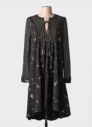 Rochie midi imprimeu fantezie mâneci lungi negru MEISÏE femme