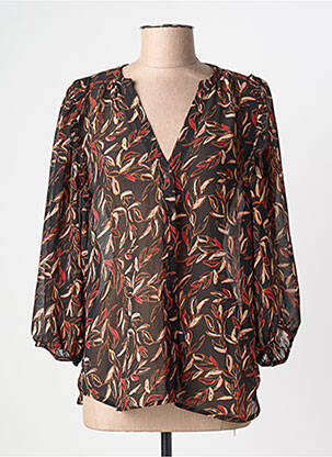 Cămașă imprimeu floral mâneci 3/4 negru GRACE & MILA femme