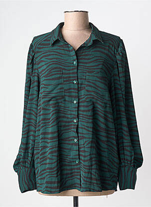 Cămașă țesătură crep mâneci lungi verde GRACE & MILA femeie