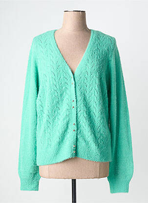 Vestă cu mâneci lungi croială cambrată verde MORGAN femme