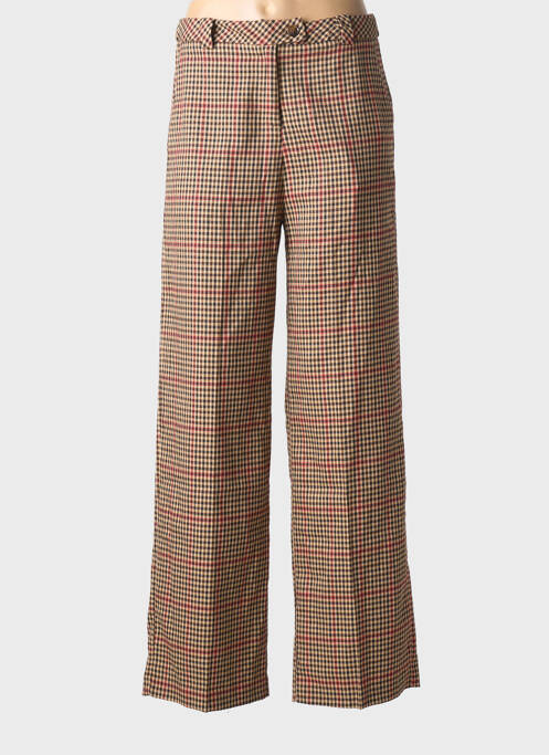 Pantalon larg închidere cu fermoar sub clapetă cu nasturi talie înaltă maro GRACE & MILA femme