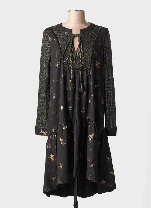 Rochie midi imprimeu fantezie mâneci lungi negru MEISÏE femme