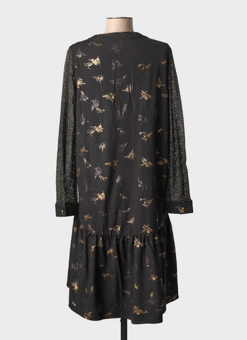 Rochie midi imprimeu fantezie mâneci lungi negru MEISÏE femme