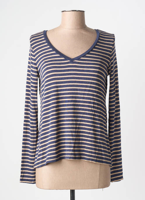 Tricou guler în v mâneci lungi albastru PAKO LITTO femme