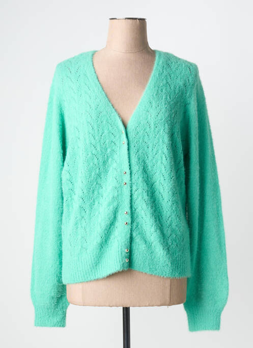 Vestă cu mâneci lungi croială cambrată verde MORGAN femme