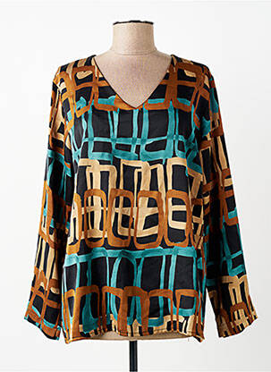 Bluză imprimeu fantezie mâneci lungi maro LA FEE MARABOUTEE femme