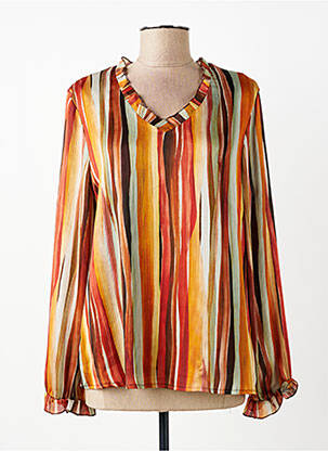 Top guler în v mâneci lungi portocaliu SIGNE NATURE femme