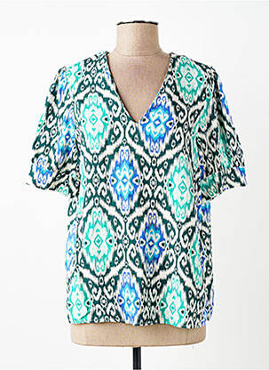 Top imprimeu fantezie mâneci scurte albastru LA FEE MARABOUTEE femme
