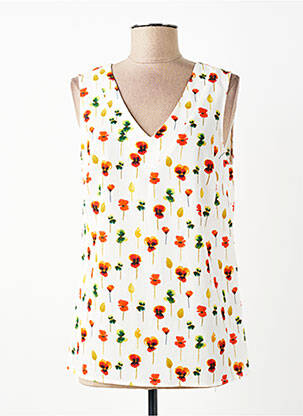 Top țesătură crep fără mâneci alb SIGNE NATURE femeie
