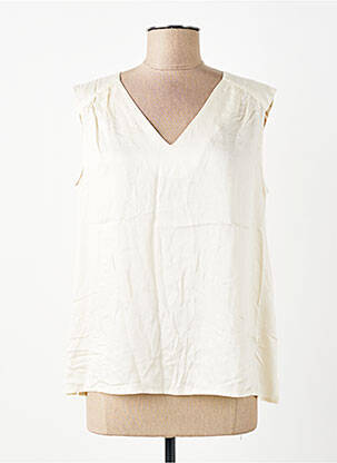 Top guler în v fără mâneci alb SIGNE NATURE femme