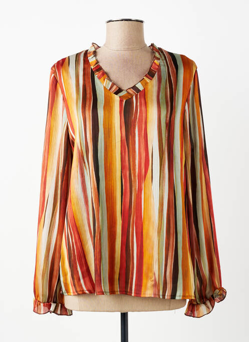 Top guler în v mâneci lungi portocaliu SIGNE NATURE femme