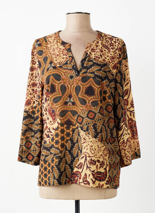 Top elasticitate mâneci 3/4 maro SIGNE NATURE femme