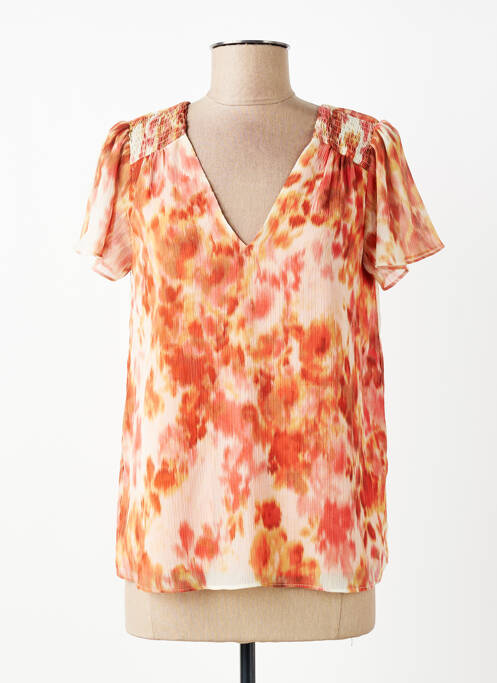 Top imprimeu fantezie mâneci scurte portocaliu SUD EXPRESS femme