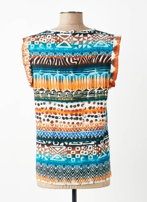 Top imprimeu fantezie mâneci scurte albastru SIGNE NATURE femme