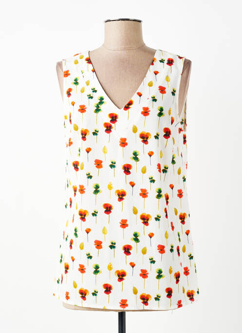 Top imprimeu fantezie fără mâneci alb SIGNE NATURE femme