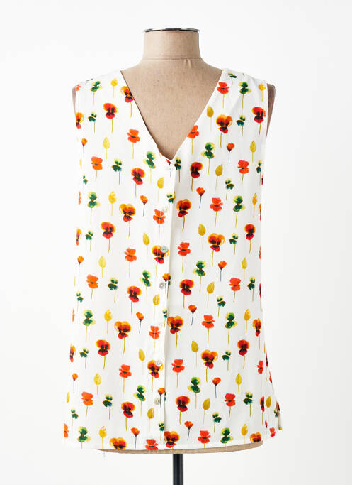 Top imprimeu fantezie fără mâneci alb SIGNE NATURE femme