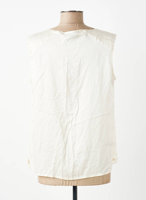 Top guler în v fără mâneci alb SIGNE NATURE femme