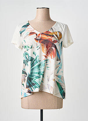 Tricou imprimeu fantezie mâneci scurte bej LA FEE MARABOUTEE femme