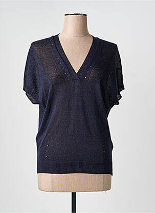 Pulover guler în v mâneci scurte albastru LA FEE MARABOUTEE femme