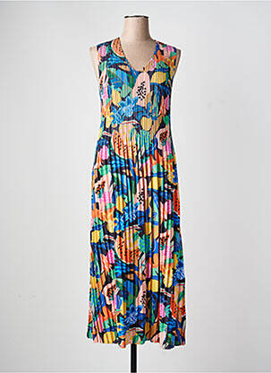 Rochie lungă imprimeu floral fără mâneci albastru LEO & UGO femme