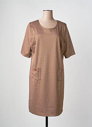 Rochie midi mâneci scurte mâneci scurte maro SIGNE NATURE femeie