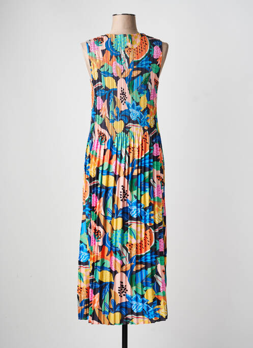 Rochie lungă imprimeu floral fără mâneci albastru LEO & UGO femme