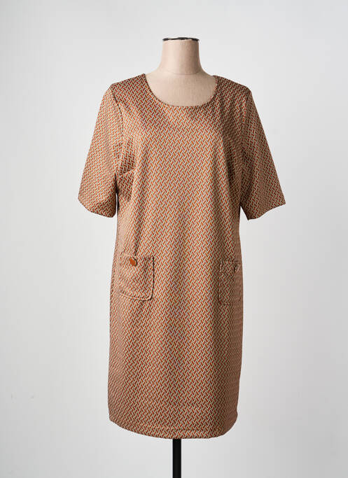 Rochie midi mâneci scurte mâneci scurte maro SIGNE NATURE femme