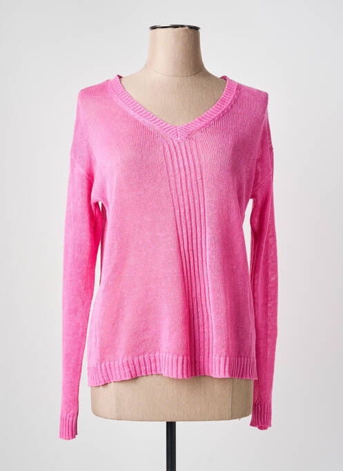 Pulover guler în v mâneci lungi roz MARINA V femme