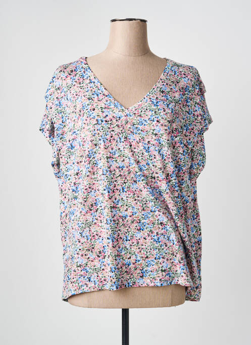 Tricou guler în v mâneci scurte roz GARCIA femme