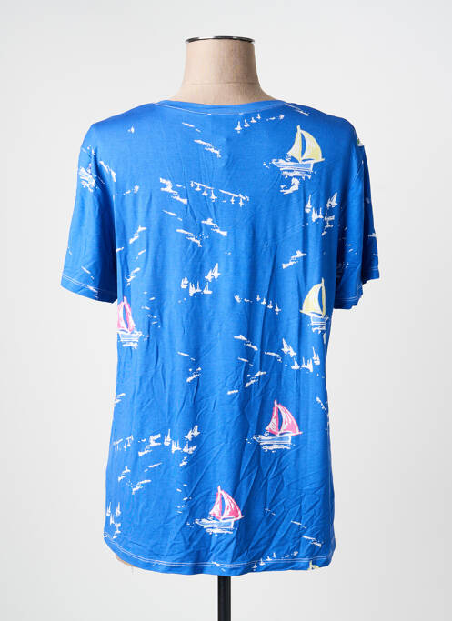 Tricou imprimeu fantezie mâneci scurte albastru LEO & UGO femme