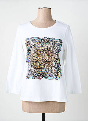 Top elasticitate mâneci lungi alb SIGNE NATURE femeie