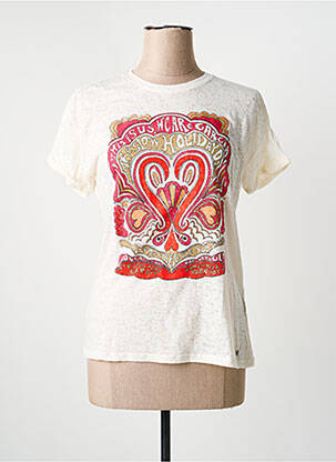 Tricou imprimeu fantezie mâneci scurte bej GARCIA femme