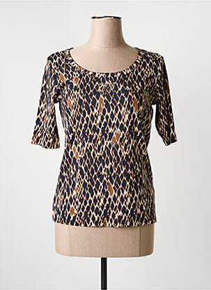 Tricou serigrafie cu strasuri mâneci scurte maro BETTY BARCLAY femeie