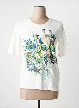 Tricou serigrafie cu strasuri mâneci scurte alb BETTY BARCLAY femeie