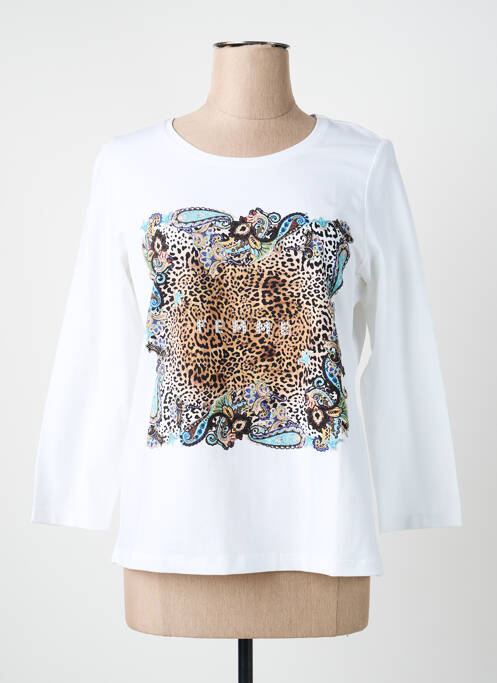 Top țesătură jersey mâneci lungi alb SIGNE NATURE femme