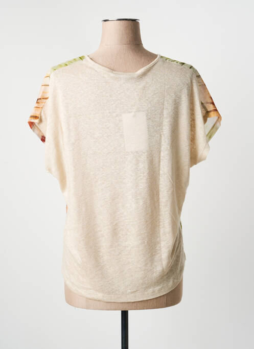 Tricou imprimeu fantezie mâneci scurte bej LA FEE MARABOUTEE femme