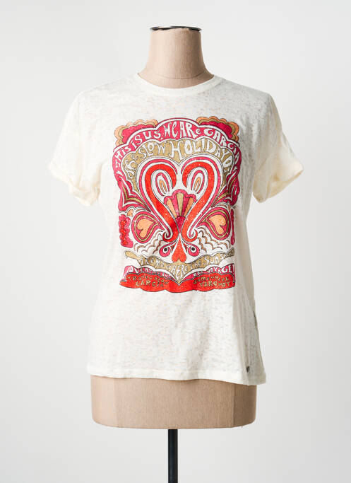 Tricou imprimeu fantezie mâneci scurte bej GARCIA femme