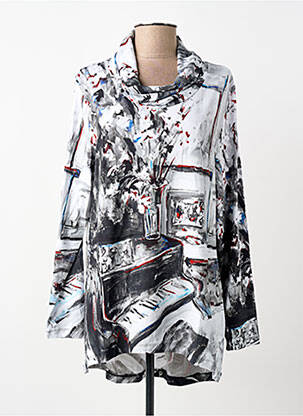 Tunică mâneci lungi imprimeu fantezie gri DOLCEZZA femme