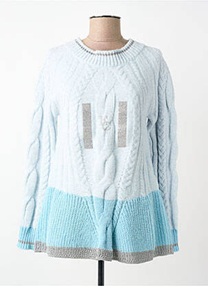 Pulover tunică guler rotund mâneci lungi albastru ELISA CAVALETTI femme