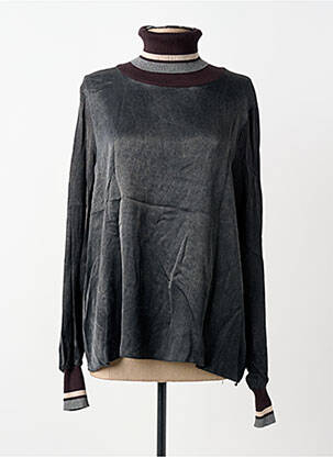 Pulover cu guler înalt elasticitate mâneci lungi gri TRICOT CHIC femme