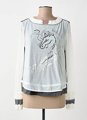 Top elasticitate mâneci lungi alb ELISA CAVALETTI femme