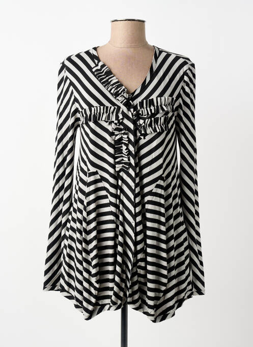 Tunică mâneci lungi închidere cu nasturi pe față negru KEDZIOREK femme