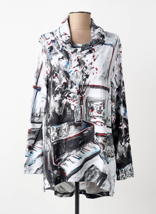 Tunică mâneci lungi imprimeu fantezie gri DOLCEZZA femme