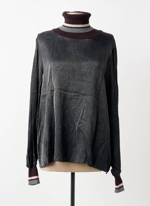 Pulover cu guler înalt elasticitate mâneci lungi gri TRICOT CHIC femme