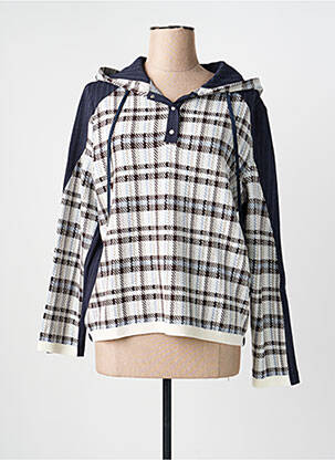 Hanorac cu glugă guler în v mâneci lungi albastru TRICOT CHIC femme