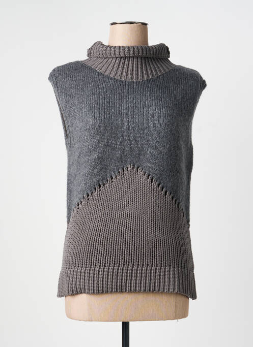 Pulover cu guler înalt croială cambrată fără mâneci gri NÜ femme