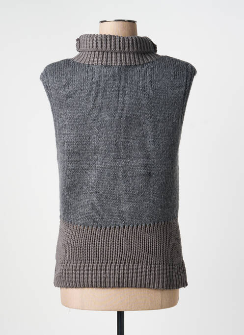 Pulover cu guler înalt croială cambrată fără mâneci gri NÜ femme
