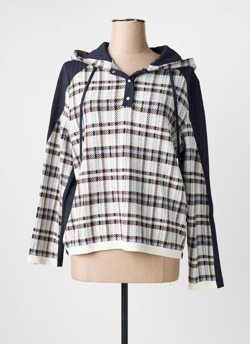 Hanorac cu glugă guler în v mâneci lungi albastru TRICOT CHIC femme