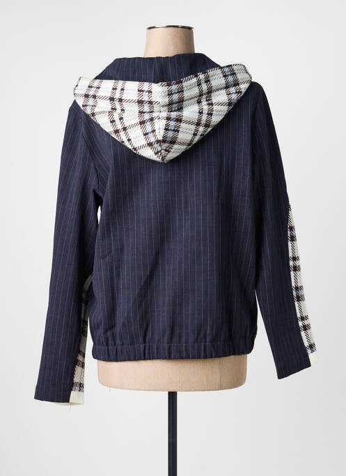 Hanorac cu glugă guler în v mâneci lungi albastru TRICOT CHIC femme